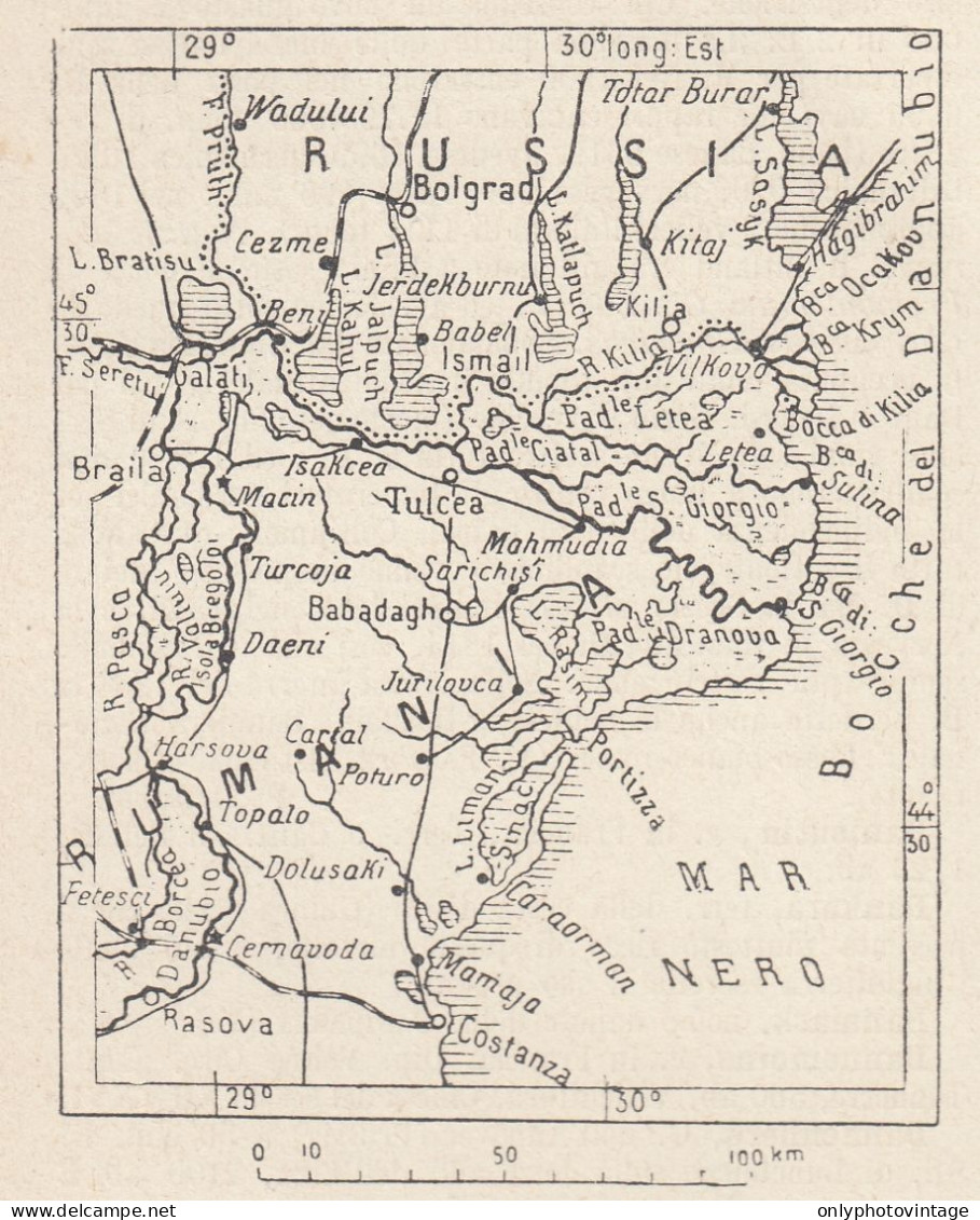 Europa, Il Danubio, 1907 Carta Geografica Epoca, Vintage Map - Landkarten