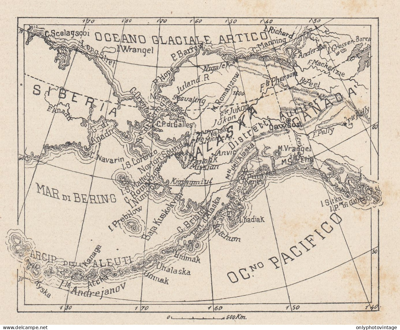 U.S.A., Alaska, 1907 Carta Geografica Epoca, Vintage Map - Landkarten