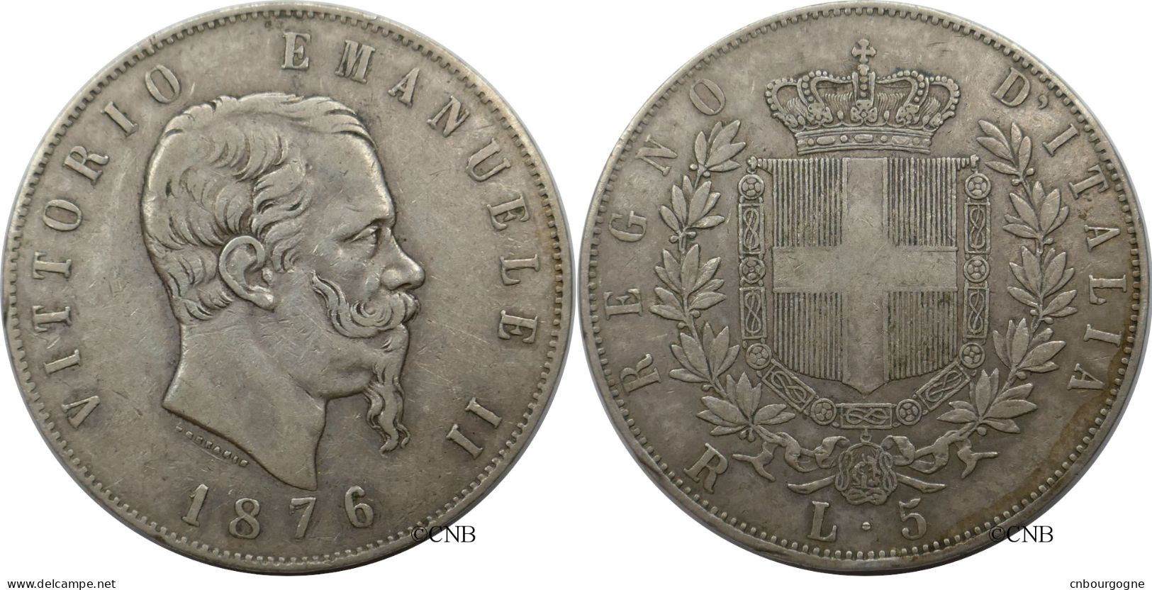 Italie - Royaume - Victor-Emmanuel II - 5 Lire 1876 R Rome - TTB/XF40 - Mon5985 - 1861-1878 : Víctor Emmanuel II