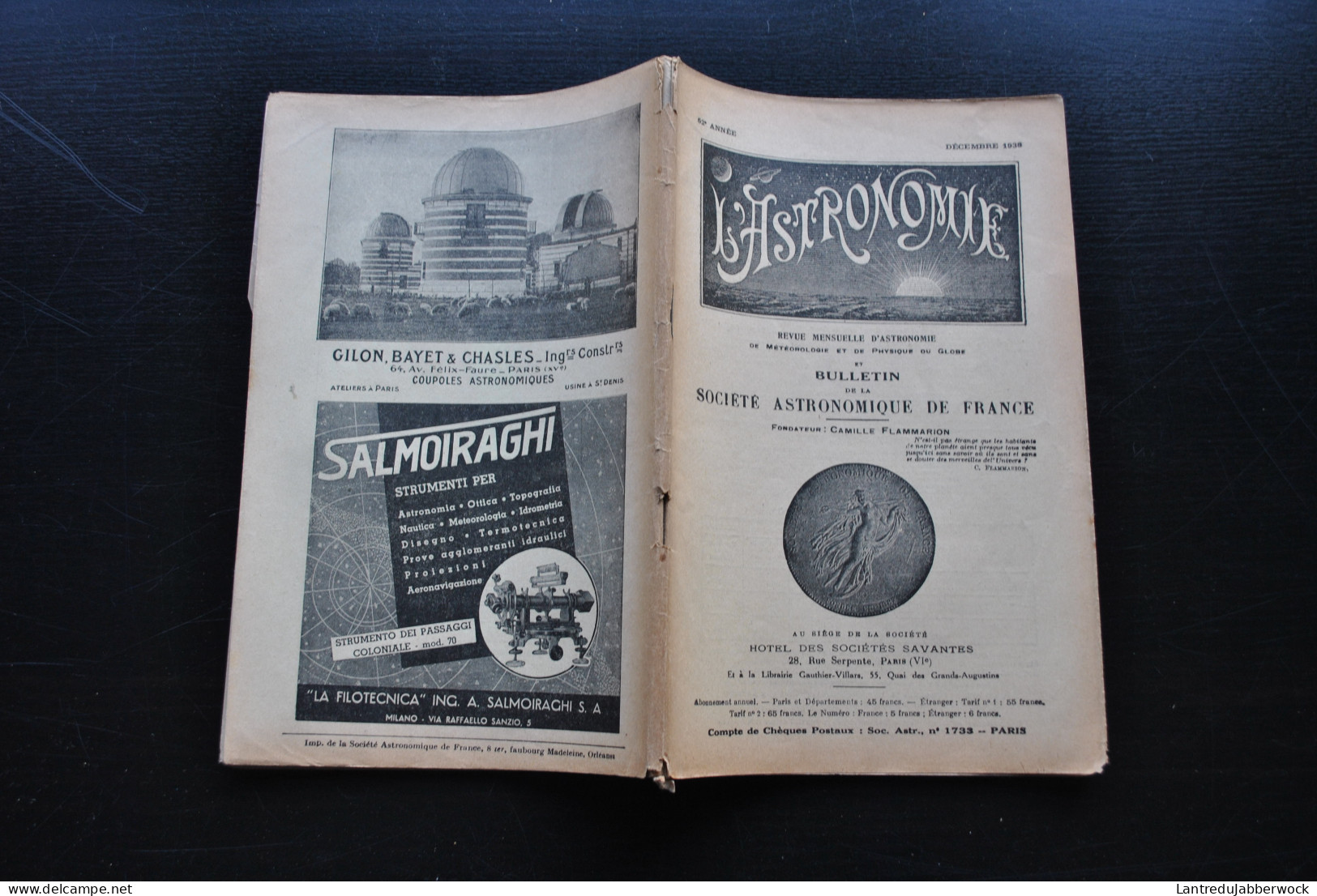 LOT 48 Revues L'ASTRONOMIE Bulletin De La Société Astronomique De France 1937 1938 1939 1940 1941 1942 RARE Météo Lune  - Astronomia