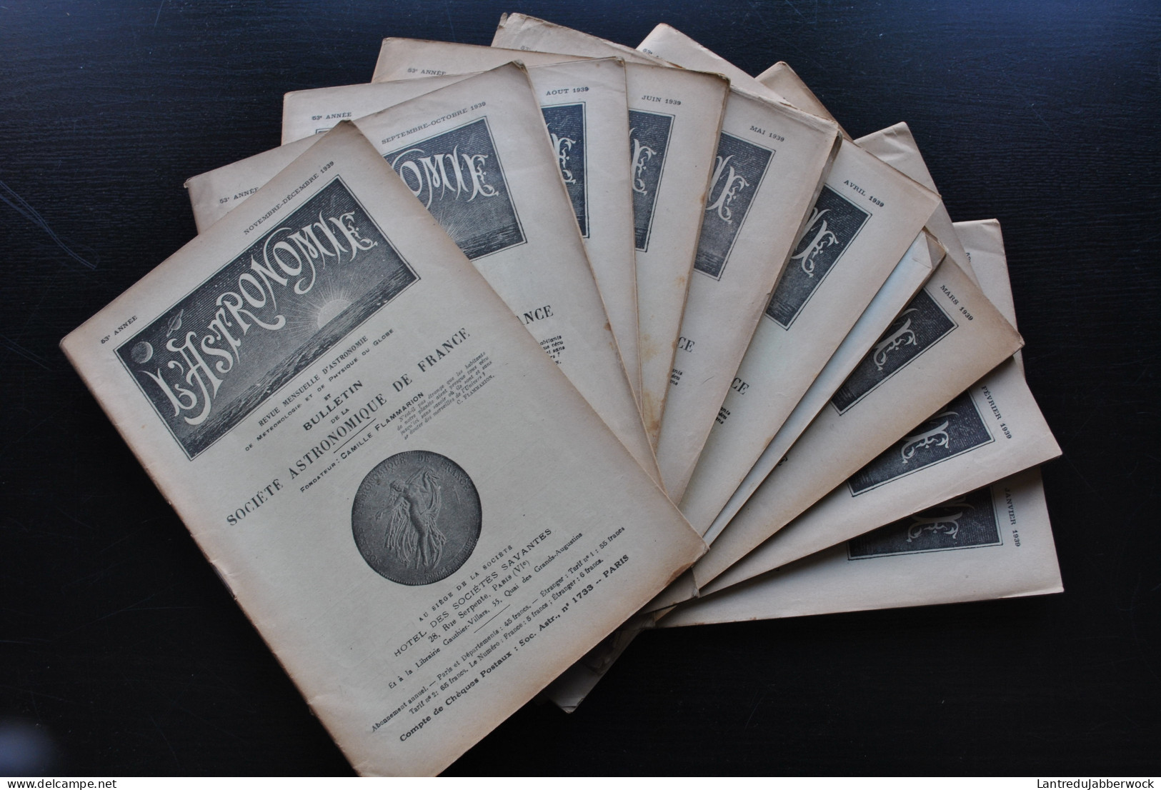 LOT 48 revues L'ASTRONOMIE Bulletin de la Société astronomique de France 1937 1938 1939 1940 1941 1942 RARE Météo Lune 