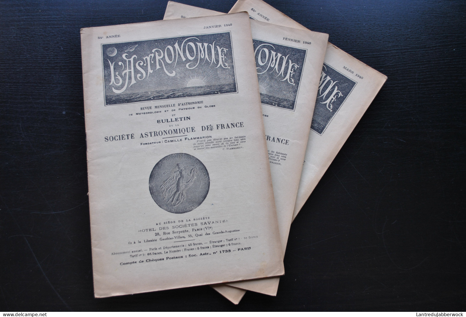 LOT 48 revues L'ASTRONOMIE Bulletin de la Société astronomique de France 1937 1938 1939 1940 1941 1942 RARE Météo Lune 