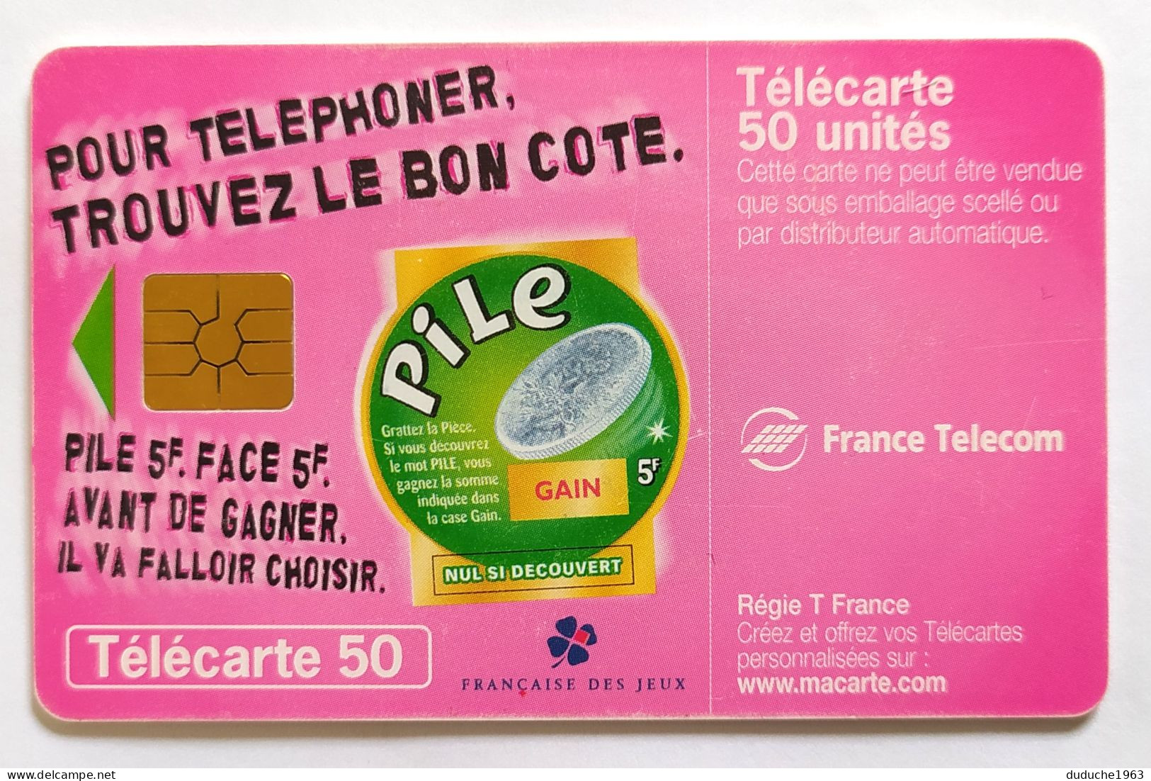 Télécarte France - Française Des Jeux - Pile Ou Face - Sin Clasificación