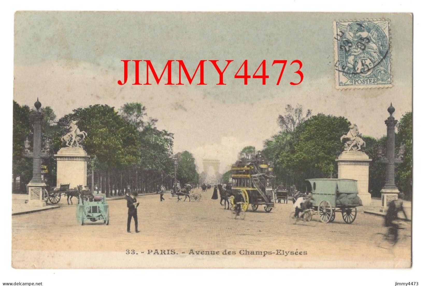 CPA - PARIS En 1905 - Avenue Des Champs-Elysées ( Bien Animée, Attelages ) N° 33 - Champs-Elysées