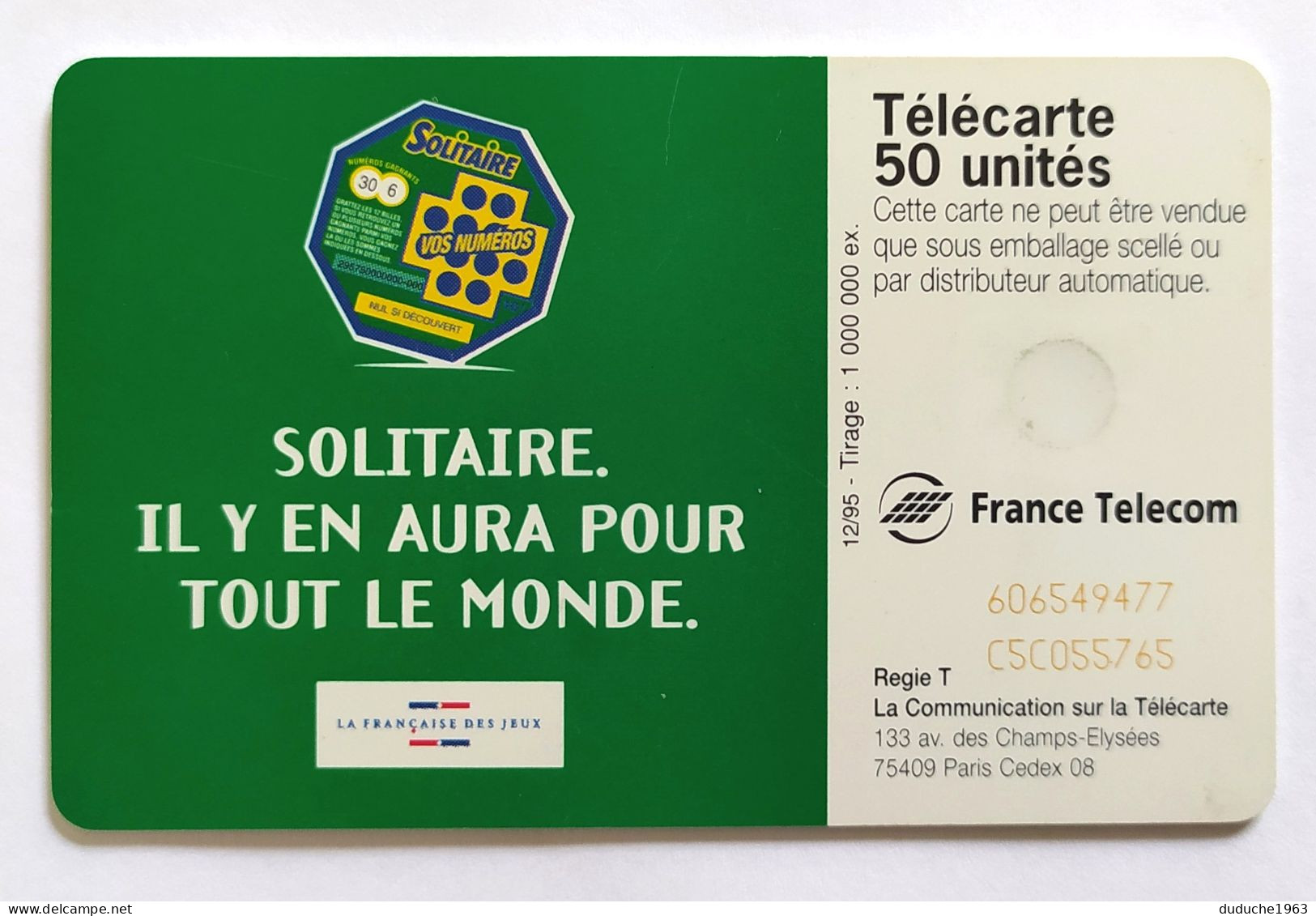 Télécarte France - Française Des Jeux - Solitaire - Sin Clasificación