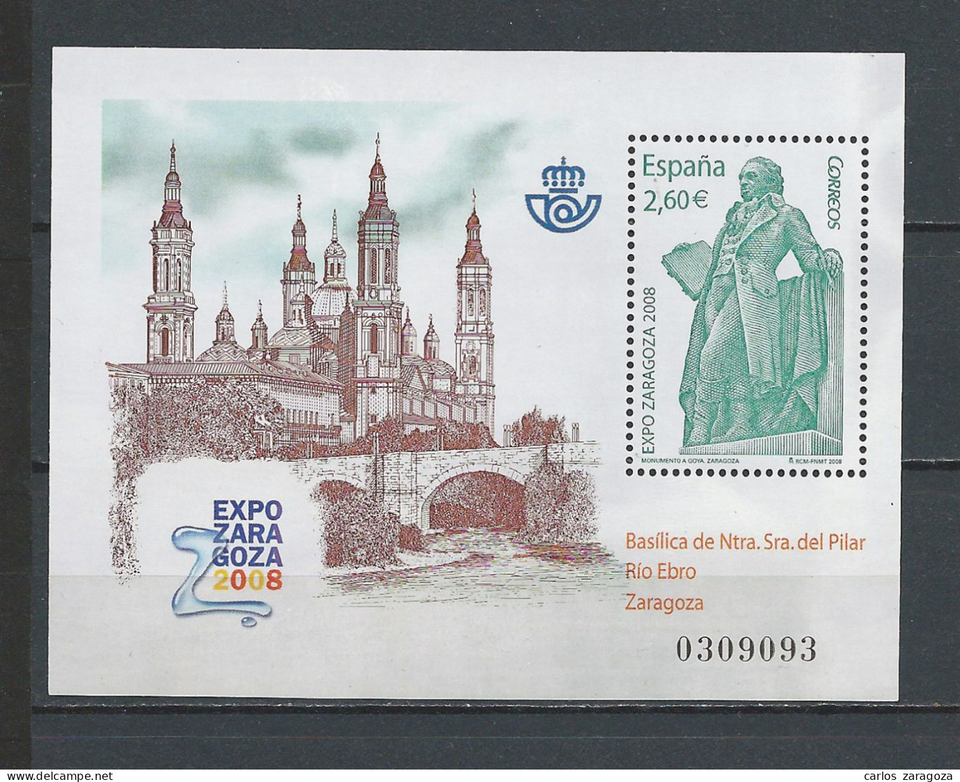 ESPAÑA 2008 — GOYA, EXPO ZARAGOZA — HOJA BLOQUE ** YT BF165, Mi BL169 - Unused Stamps