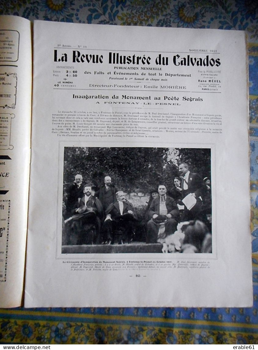 LA REVUE ILLUSTREE DU CALVADOS 11/ 1911 SEGRAIS JEAN FONTENAY LE PESNEL VIRE MONUMENTAL ET PITTORESQUE - Normandië