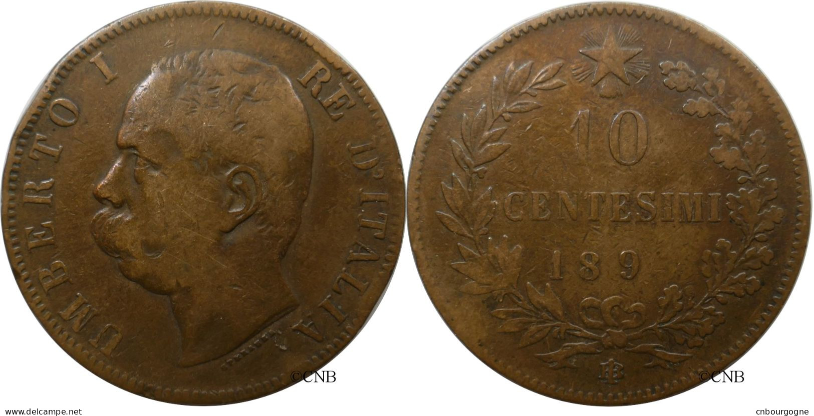 Italie - Royaume - Humbert Ier - 10 Centesimi 1893 BI FAUTÉE Coin Bouché Sur 3 De L'année - TB/VF25 - Mon5382 - 1878-1900 : Umberto I