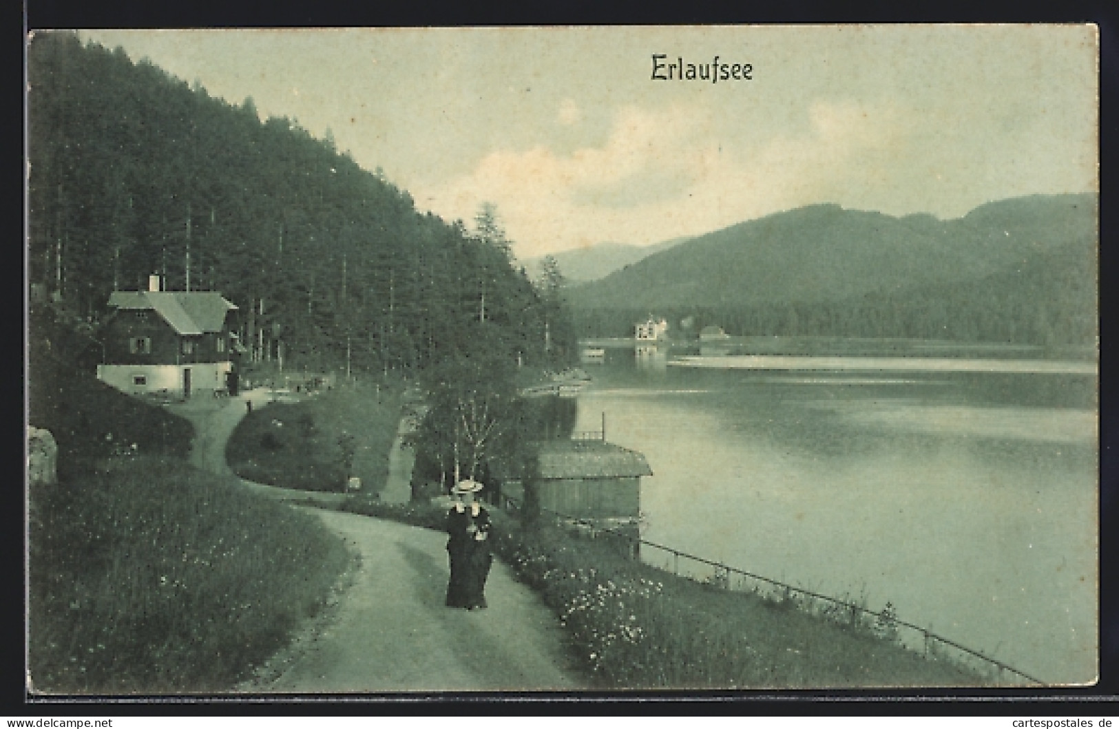 AK Mariazell, Erlaufsee, Spaziergängerin Auf Der Uferstrasse  - Other & Unclassified