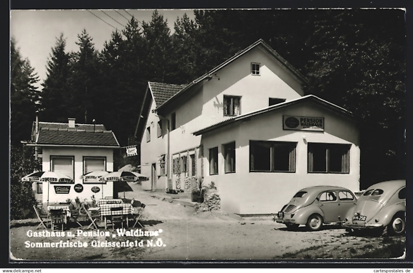 AK Gleissenfeld /N.Ö., Gasthaus Und Pension Waldhaus Mit VW Käfer  - Autres & Non Classés