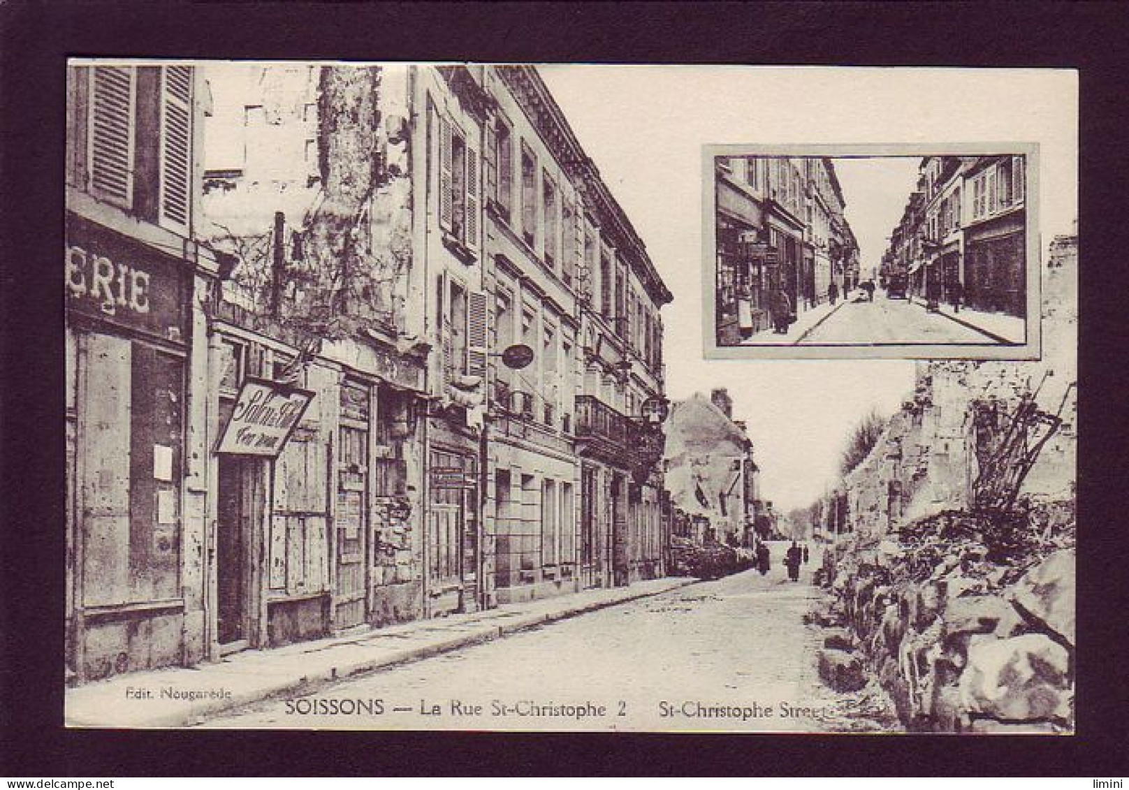 02 - GUERRE 14/18 - SOISSONS - LA RUE SAINT-CHRISTOPHE - ANIMÉE -  - Soissons