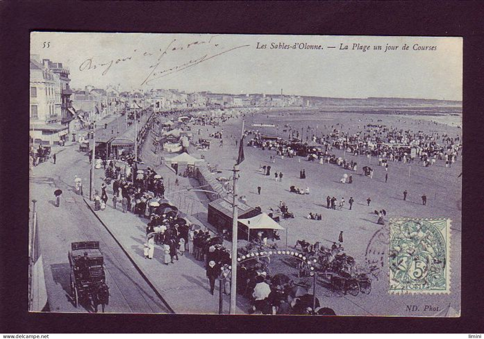 85 - SABLES D'OLONNE  - LA PLAGE UN JOUR DE COURSES - ATTELAGE - ANIMÉE -  - Sables D'Olonne