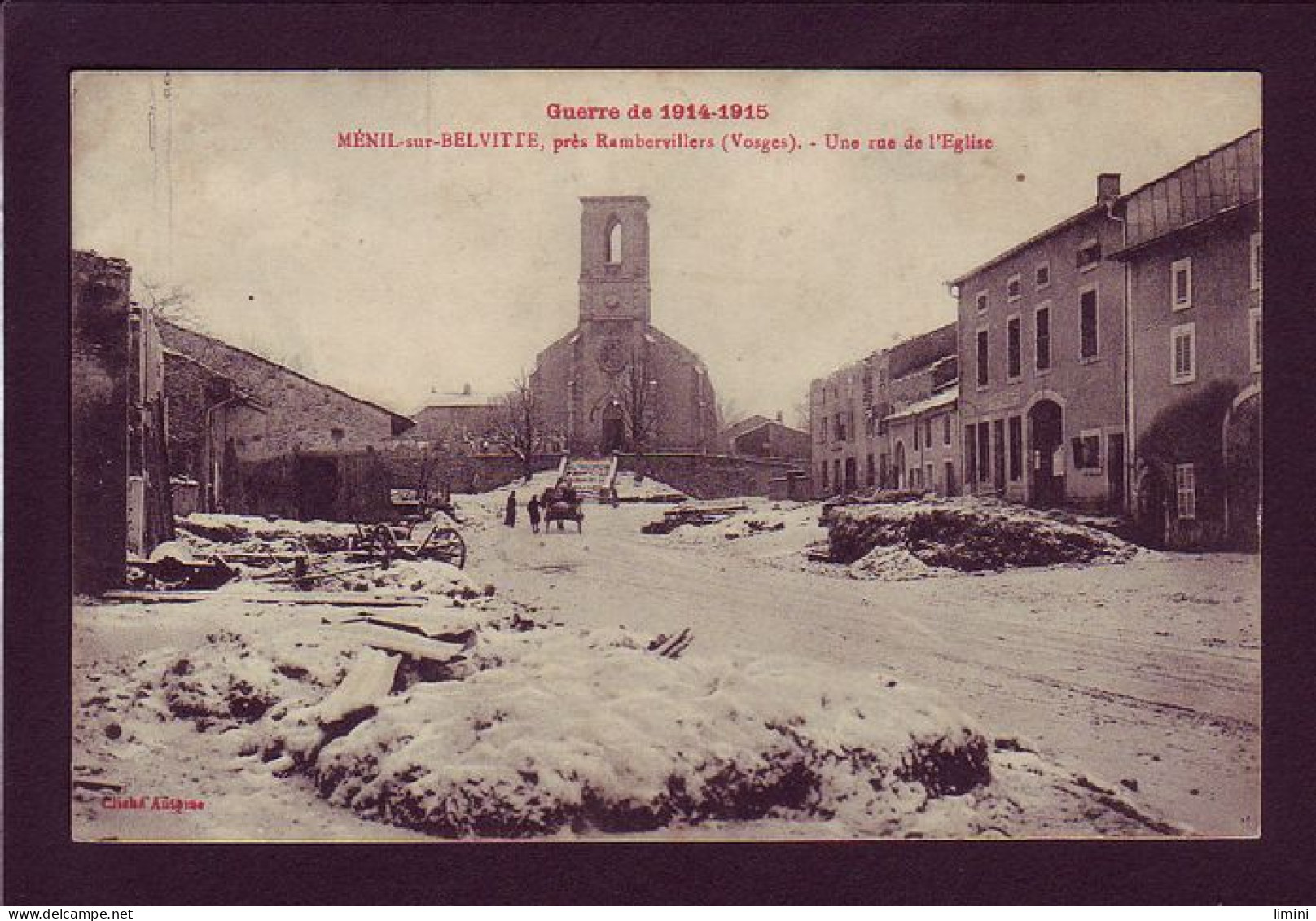 88 - GUERRE 14/18 - MENIL-sur-BELVITTE - UNE RUE DE L'ÉGLISE EN HIVER - ANIMÉE -  - Otros & Sin Clasificación