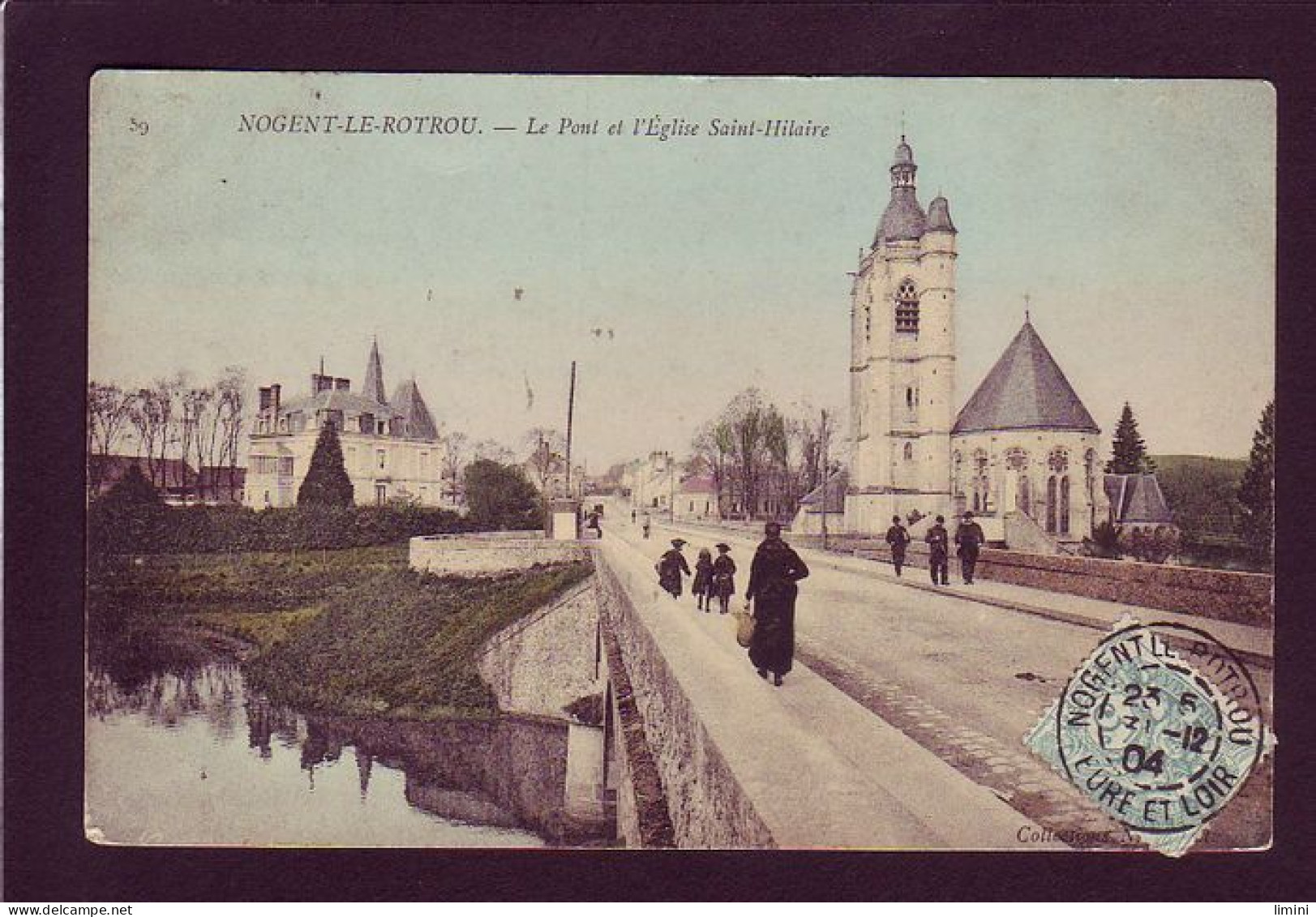 28 - NOGENT-le-ROTROU - LE PONT ET L'ÉGLISE SAINT-HILAIRE - ANIMÉE -  - Nogent Le Rotrou