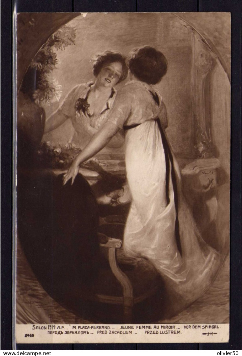 Salon 1914 - M Plaza-Ferrand - Jeune Femme Au Miroir - Schilderijen
