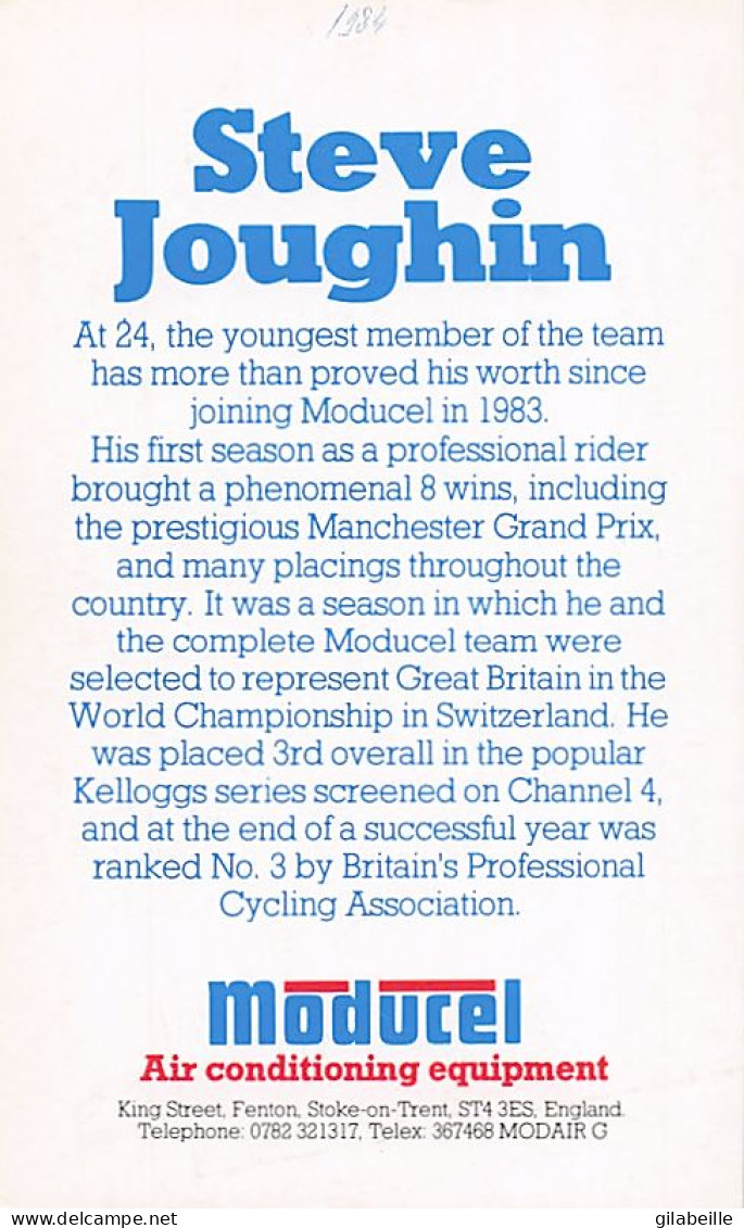 Vélo Coureur Cycliste Steve Joughin ( Isle De Man ) Champion Grande Bretagne- Cycling - Cyclisme - Ciclismo - Wielrennen - Radsport