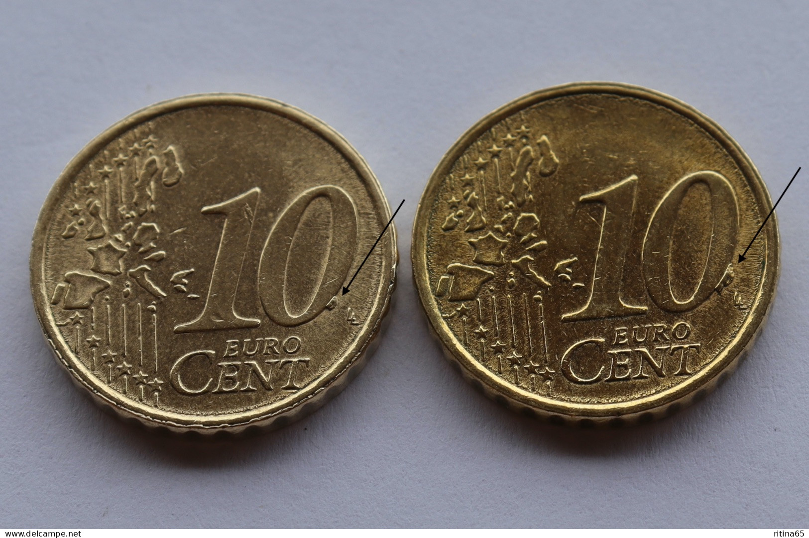 ERRORE EURO !!! ITALIA COPPIA 10 CENTESIMI 2002 ESUBERO DI METALLO  !!! 8 - Variëteiten En Curiosa