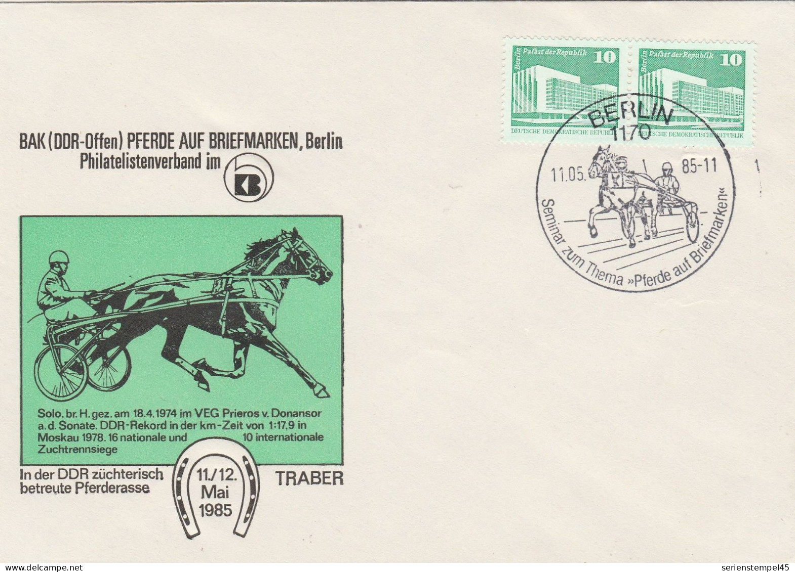 Motiv Pferde DDR BAK DDR Offen Traber 1985 - Caballos