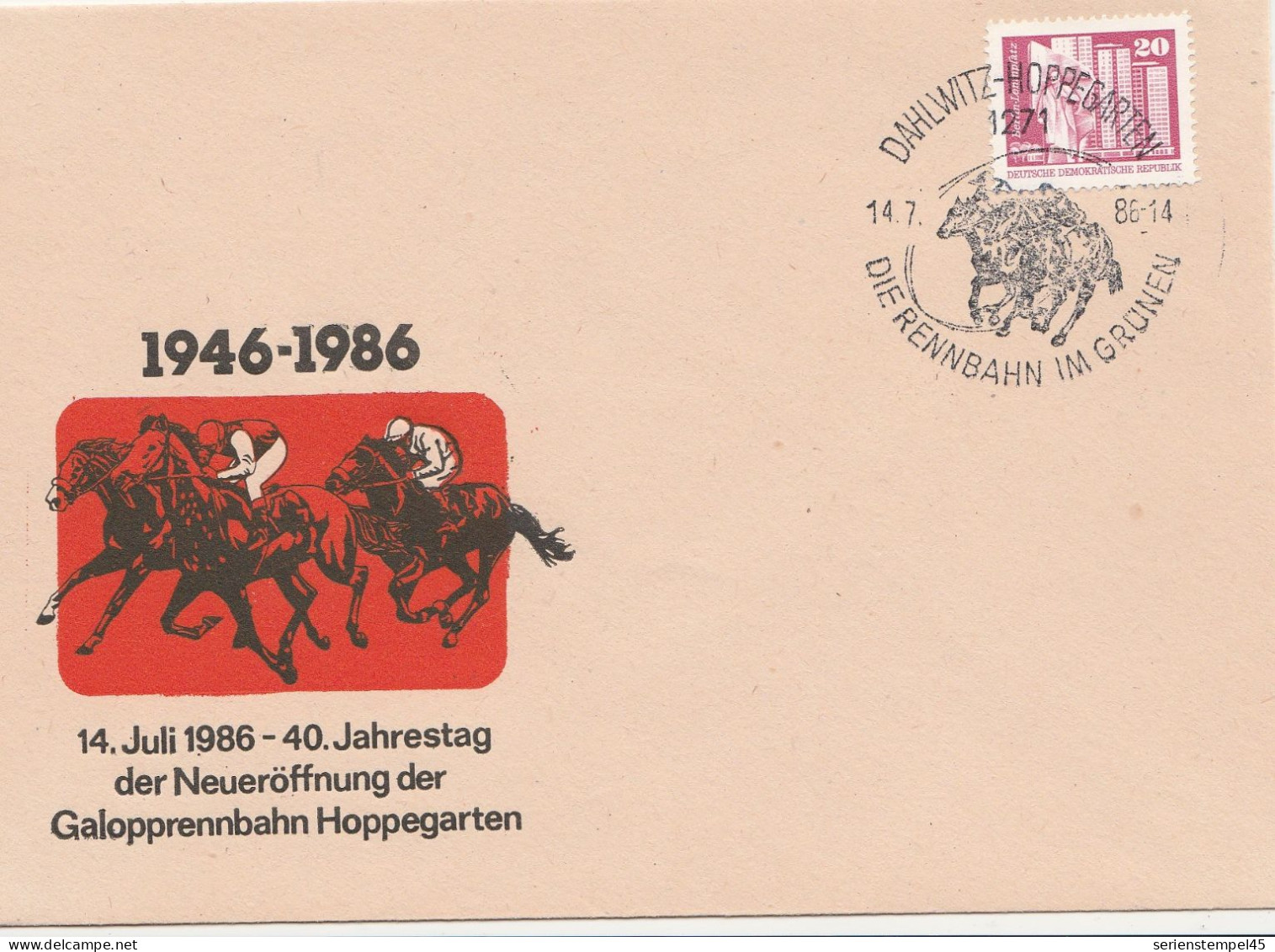 Motiv Pferde DDR Dahlwitz Hoppegarten 1986 Galopprennbahn - Paarden