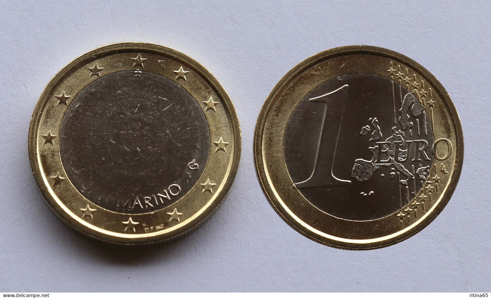 ERRORE EURO !!! SAN MARINO 1 € 2002 FORTEMENTE EVANESCENTE  !!! RARO - 23 - Errores Y Curiosidades