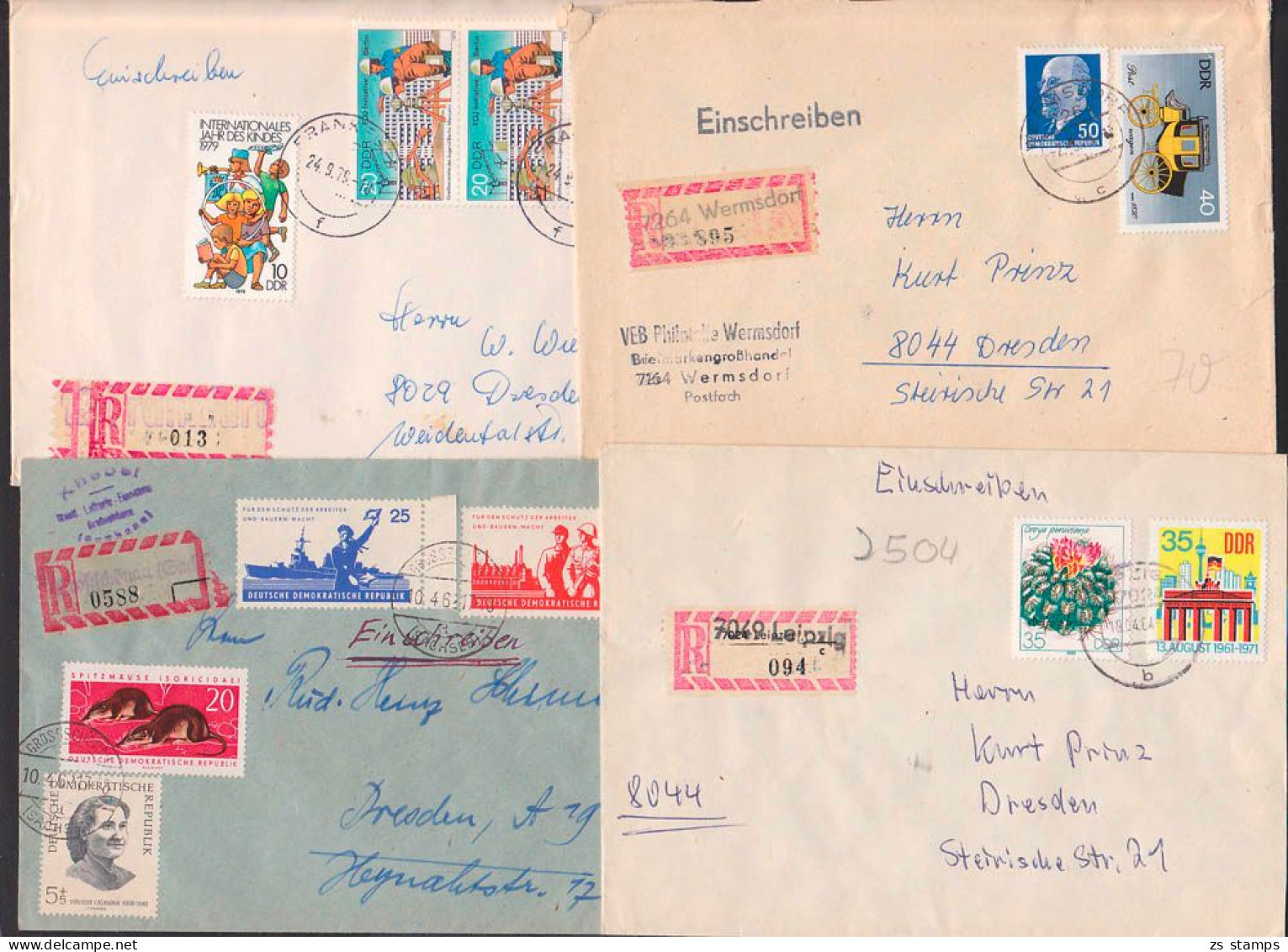 Aushilfs-R-Zettel Von Leipzig, Wermsdorf, Frankfurt Und Großschönau - Labels For Registered Mail