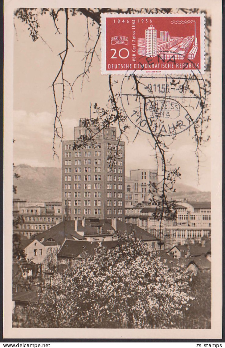 MC JENA 110 Jahre Carl Zeiss Zeiß-Hochhaus MiNr. 546, SoSt. 1956 Maxkarte - Maximumkaarten