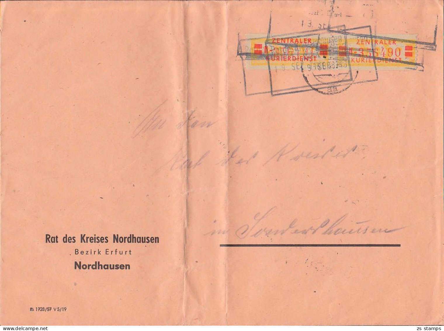 Nordhausen ZKD 19II N(2), Abs. Rat Des Kreises - Covers & Documents