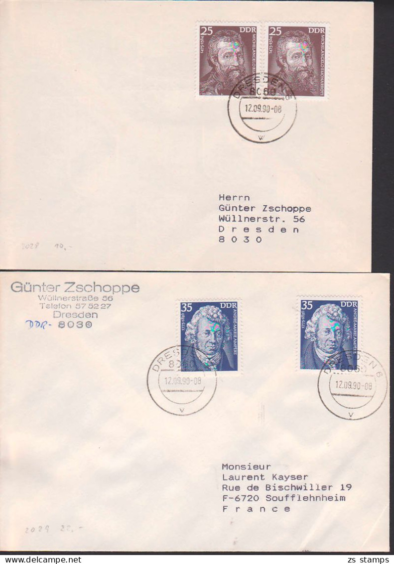 Bedeutende Persönlichkeiten Ampere, DDR 2029, 2028 - Storia Postale