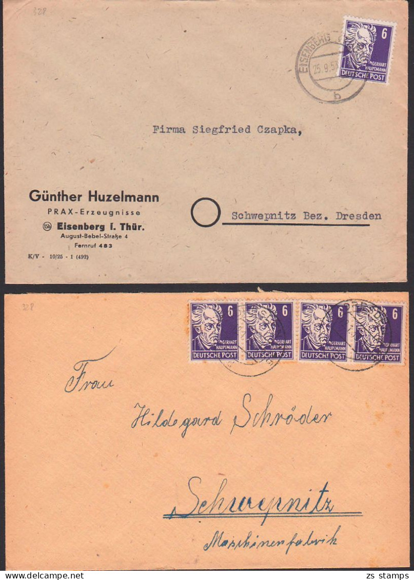 Gerhardt Hauptmann 6 Pfg In EF Und MeF, DDR 328 - Storia Postale
