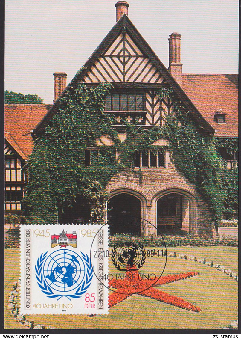 MC 40 Jahre UNO  1985, DDR 2962, Schloss Cecilienhof Potsdam - Maximumkarten (MC)