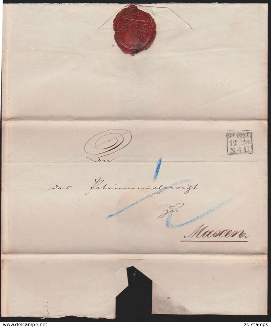 Faltbrief Mit Stadtpoststempel Nach Maxen Bei Pirna, Siegel Regimentskasse III. D. INF Regiment Prinz Georg - Prephilately