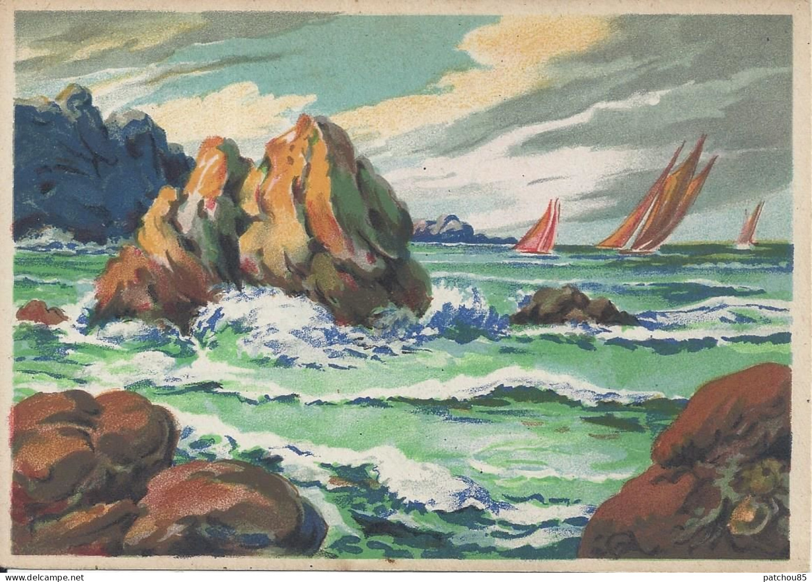 CP Représentant Un Paysage Marin Avec Voiliers Et Rochers Des Editions Barré-Dayez - Peintures & Tableaux