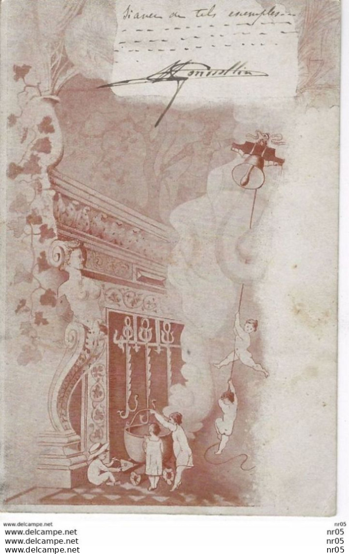 ANGES - Angelots - Cloches - Enfants - Chaudron - Vapeur Montant Au Ciel ..( Cachet Postal Caluire Et Cuire - Rhone 1901 - Autres & Non Classés