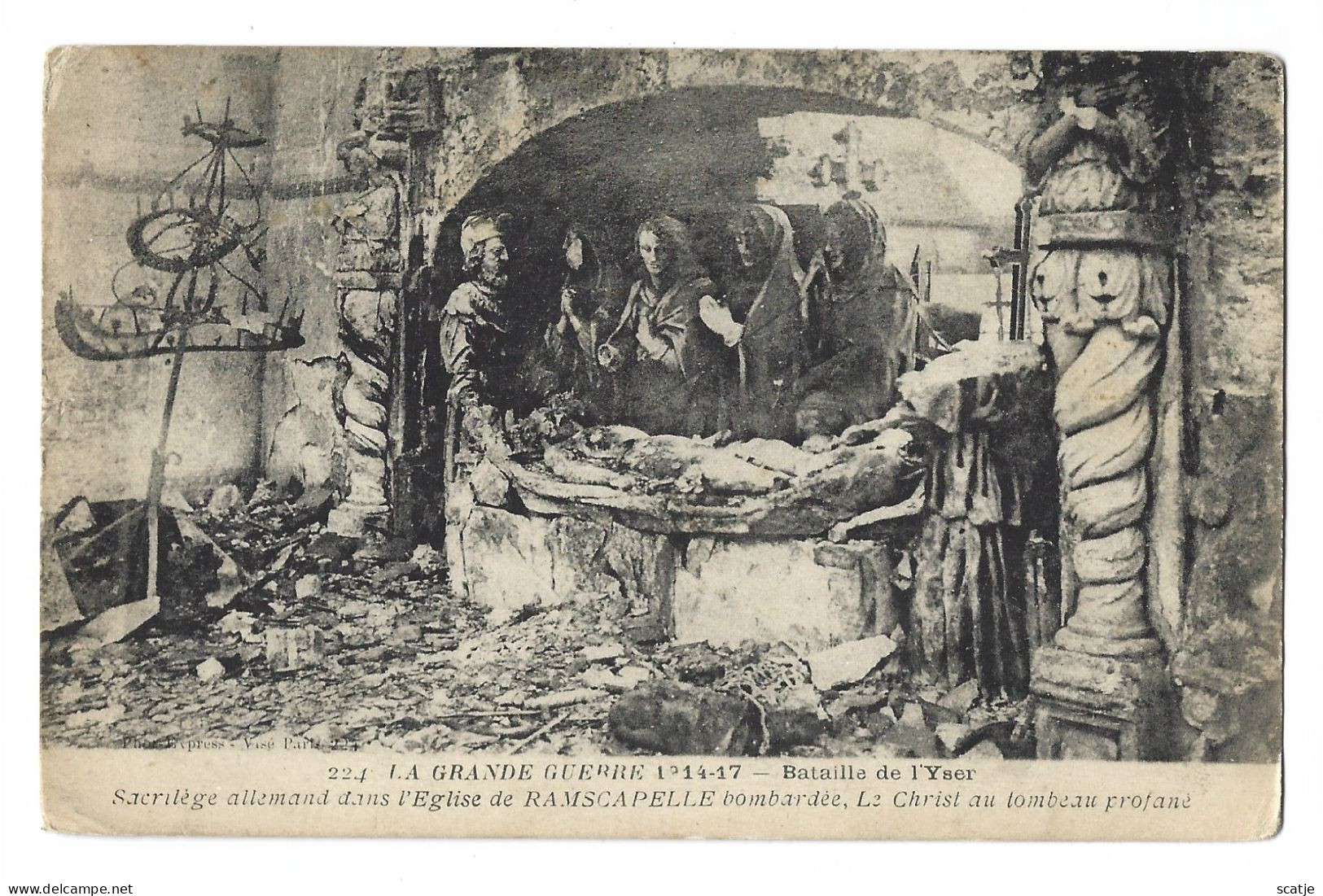 Ramscapelle  -  Bombardée  L'Eglise   -  Bataille De L'Yser  -  1914 -1917   -  Postes Militaires Belgie - Guerre 1914-18