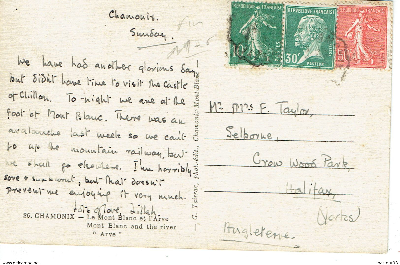 Tarifs Postaux Etranger Du 01-08-1926 (167) Pasteur N° 174 30 C. + Semeuse 50 C. + 10 C.  Carte Postale Etranger - 1922-26 Pasteur