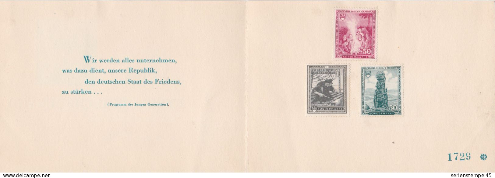 DDR 15 Jahre Freie Deutsche Jugend 1945 - 1960 Sondermarke 1 M 3 Marken FDJ Klappkarte - Lettres & Documents