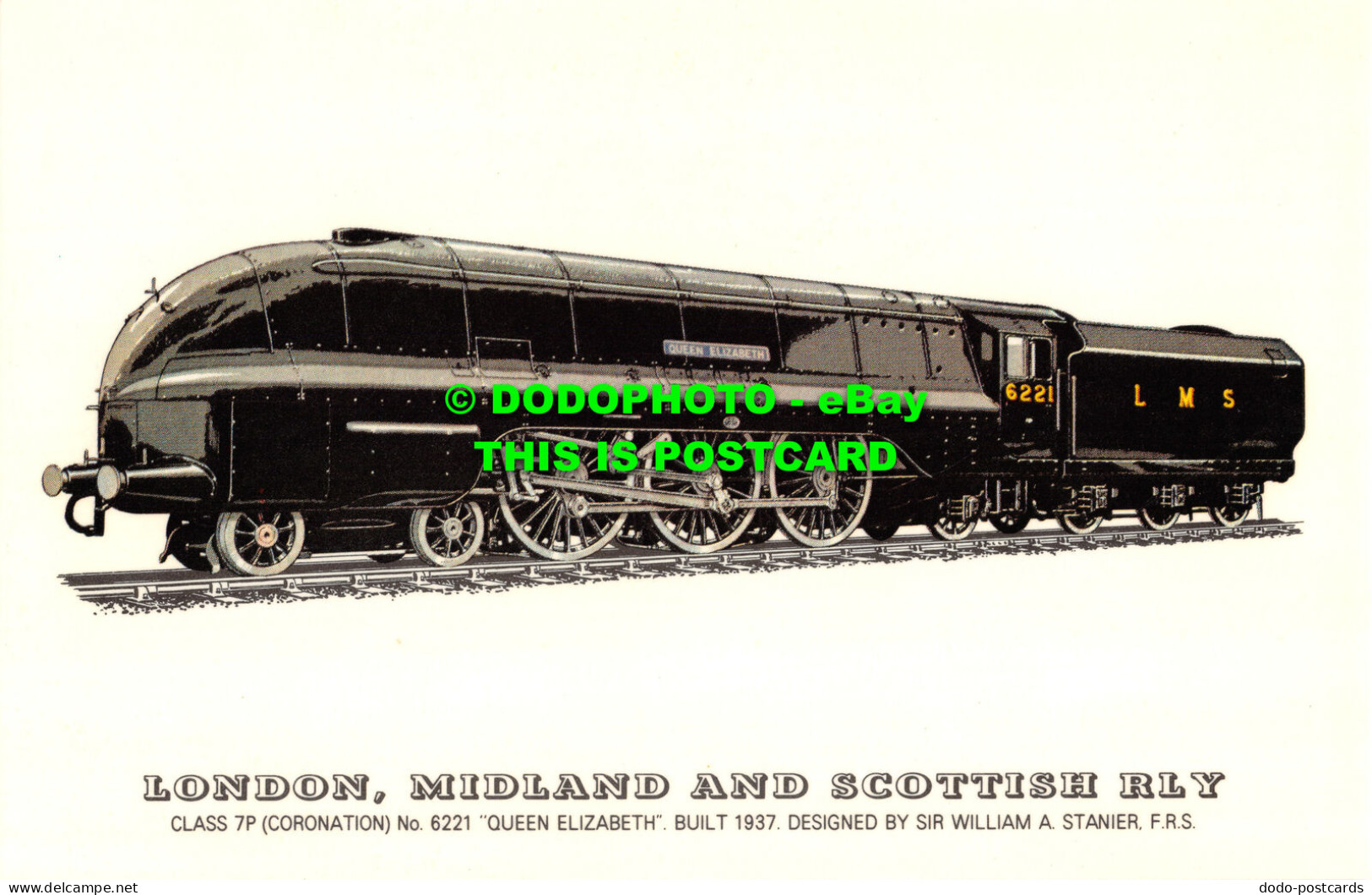 R526920 London. Midland And Scottish Rly. Class 7 P. No. 6221. Queen Elizabeth. - Sonstige & Ohne Zuordnung