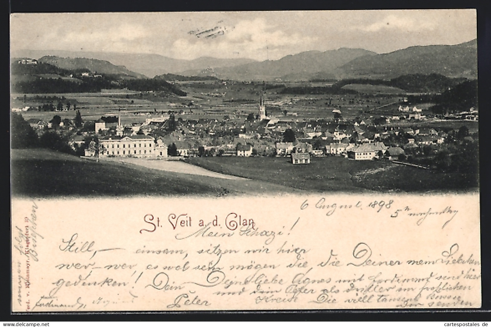 AK St. Veit A. D. Glan, Ortsansicht Mit Bergpanorama  - Sonstige & Ohne Zuordnung