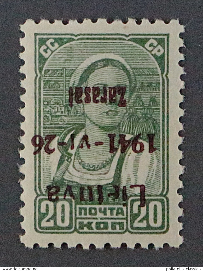 ZARASAI  4 B K,  20 K. AUFDRUCK KOPFSTEHEND, Postfrisch, Fotoattest KW 1200,- € - Besetzungen 1938-45