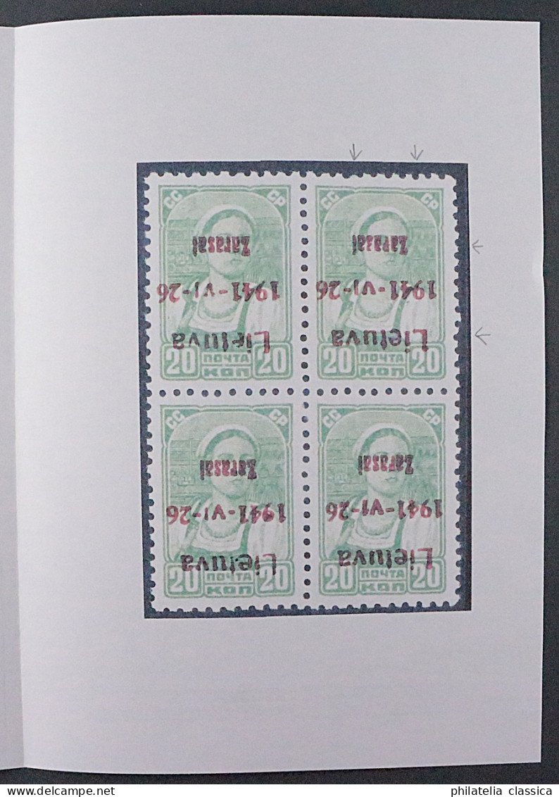 ZARASAI  4 B K,  20 K. AUFDRUCK KOPFSTEHEND, Postfrisch, Fotoattest KW 1200,- € - Occupazione 1938 – 45