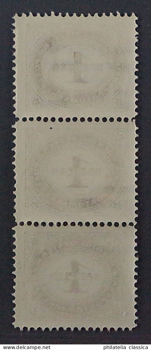 Portomarken 1 D **, 1 Kr. DREIERSTREIFEN, Seltene Zähnung, Postfrisch, KW 360,-€ - Segnatasse