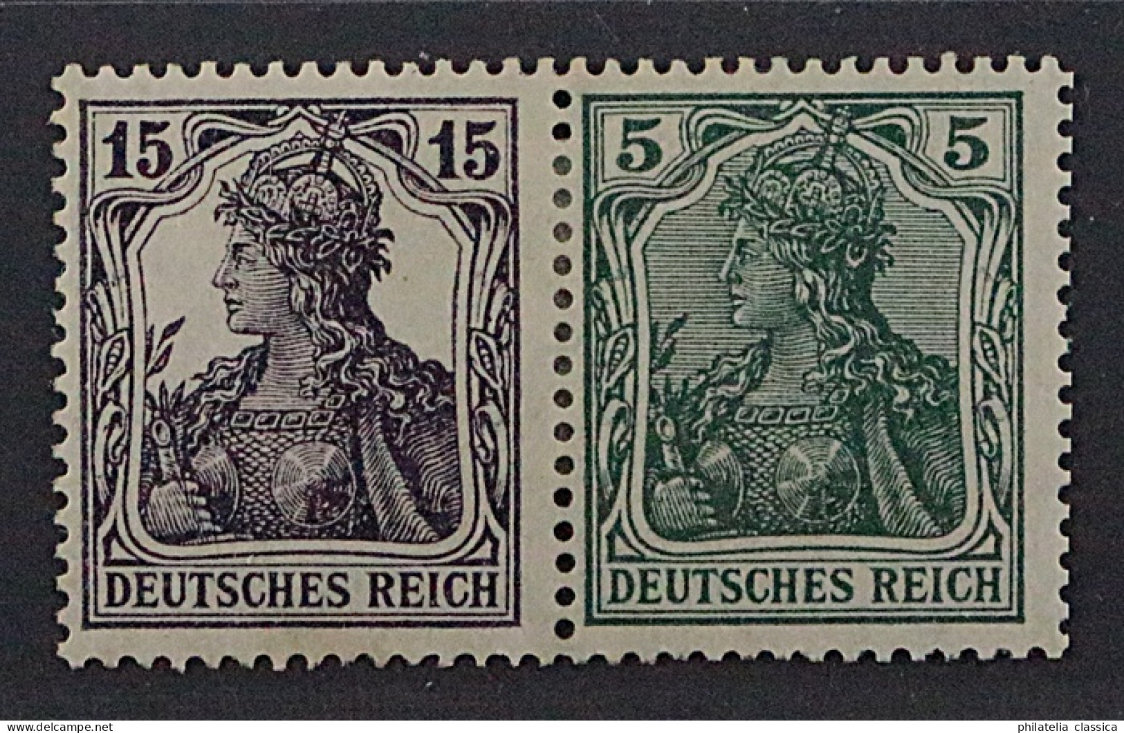 1917, Dt.Reich Zusammendruck W 9 Aa ** Germania 15 + 5 Pfg. Mit Falz, KW 200,-€ - Postzegelboekjes & Se-tenant