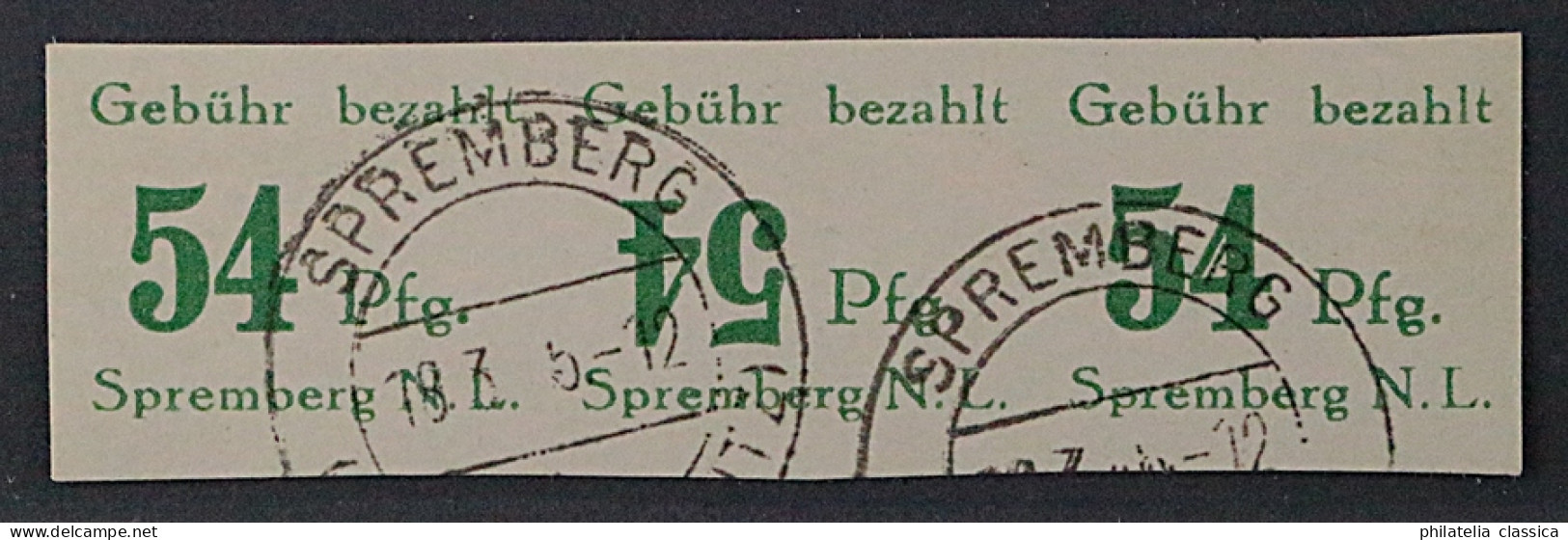 SPREMBERG  14 BK, 54 Pfg Wertziffer KOPSTEHEND, Briefstück, SELTEN, KW 200,- € - Usati
