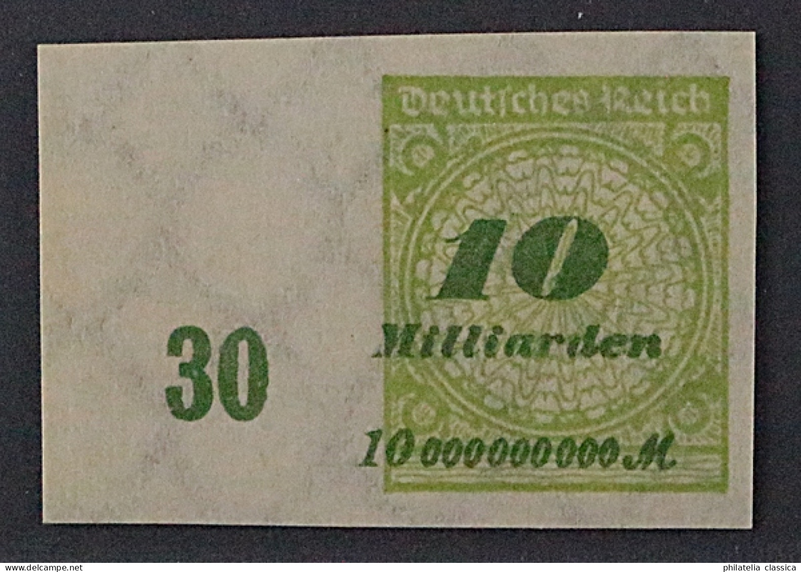 Dt. Reich  328 U ** 10 Mrd. UNGEZÄHNT, LUXUS-Randstück, Postfrisch, KW 150,- € - Ungebraucht