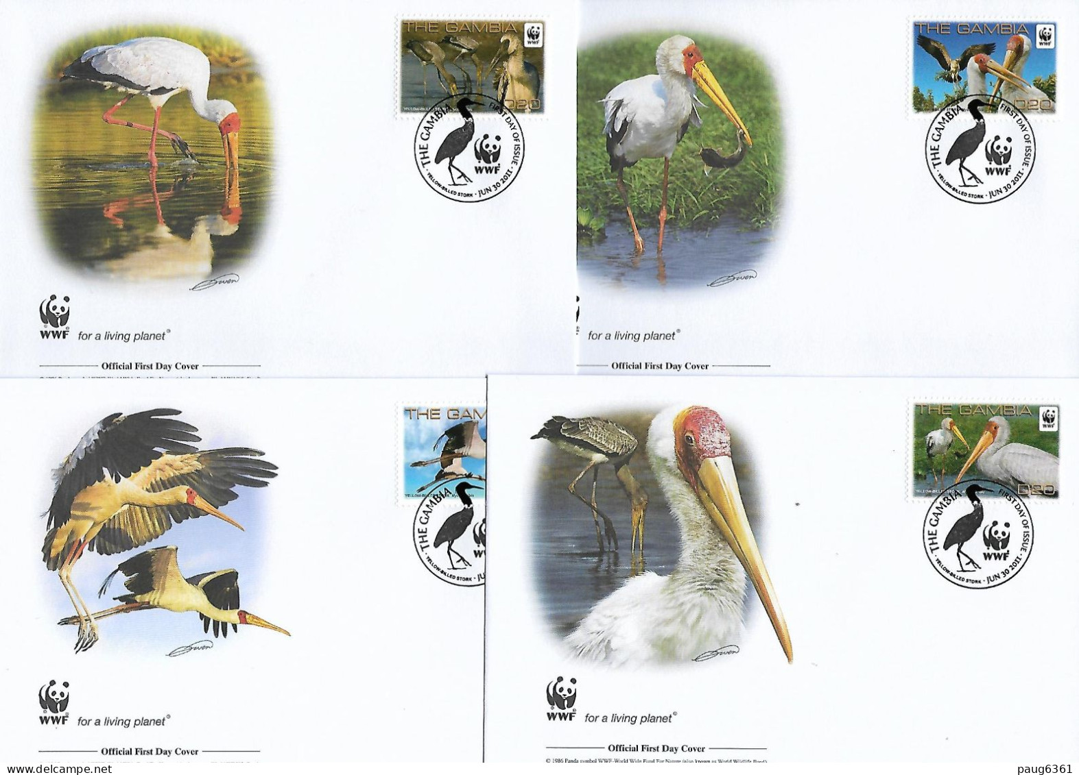 GAMBIE  2011 4 FDC WWF-IBIS YVERT N°5103/5106 - FDC