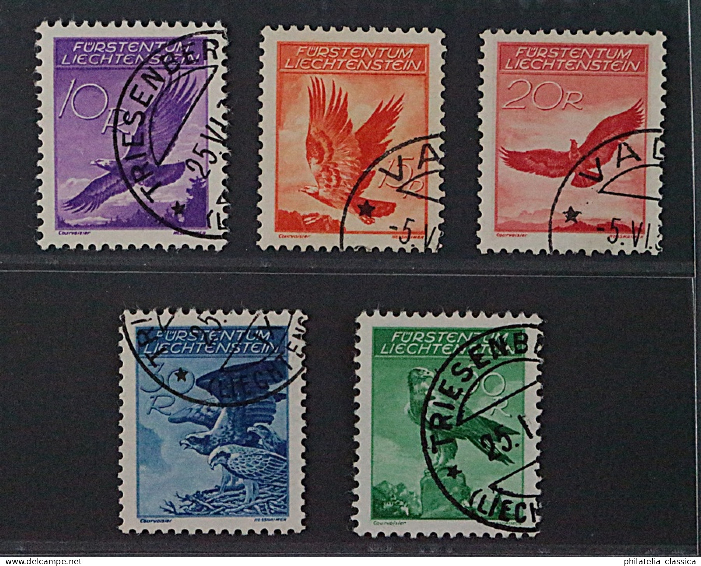 Liechtenstein 143-47 X, Adler 10-50 Rp. Papier X, Sauber Gestempelt, KW 350,- € - Used Stamps