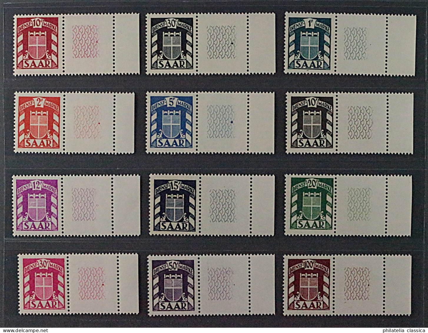 SAAR Dienst  33-44 **  Wappen Mit RAND+LEERFELD Komplett, Postfrisch, KW 404,- € - Unused Stamps