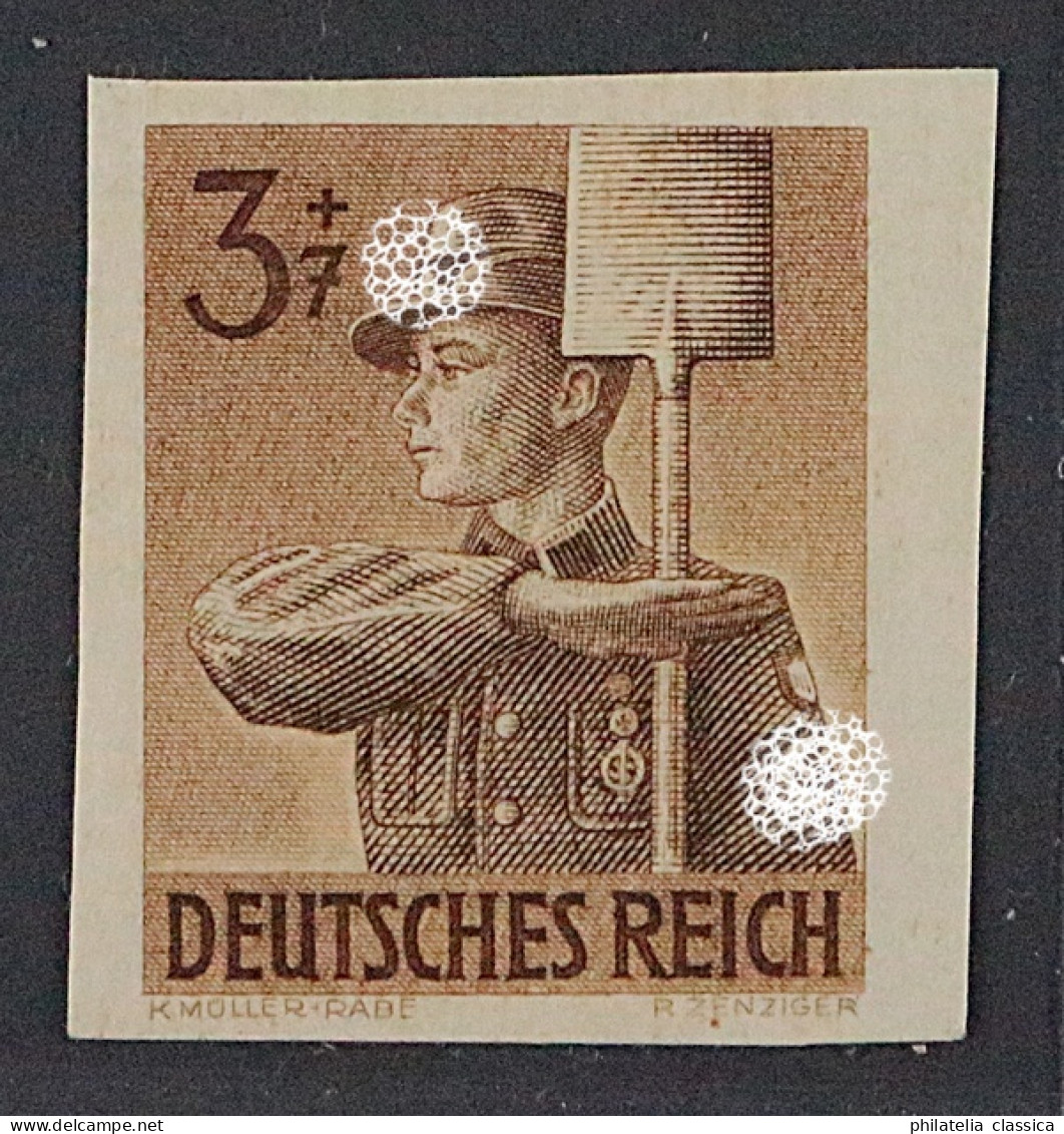 Dt. Reich  850 U **  Arbeitsdienst 3 Pfg. UNGEZÄHNT, Postfrisch, KW 150,- € - Nuevos