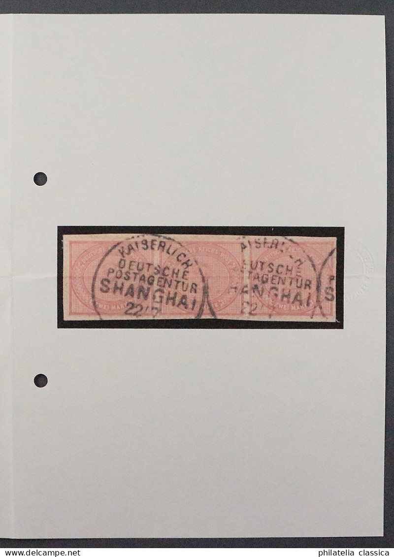 Dt.Post CHINA VORLÄUFER V 37 C, 2 Mk. Briefstück, DREIERSTREIFEN, Attest 2100,-€ - Deutsche Post In China