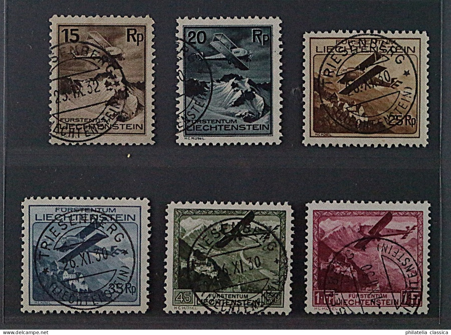 Liechtenstein 108-13, Flugpost 1930, 6 Werte Kpl,. Sauber Gestempelt, KW 340,- € - Used Stamps